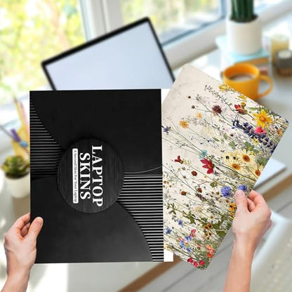 Laptop Skin Sticker for 12.1”-15.6“ Laptops (Fits 13”, 13.3”, 14”, 15”, 15.4”) | Protective Universal Reusable Vinyl Art Decal Cover | Waterproof & Scratch-Resistant-Wildflowers - color: Wildflowers