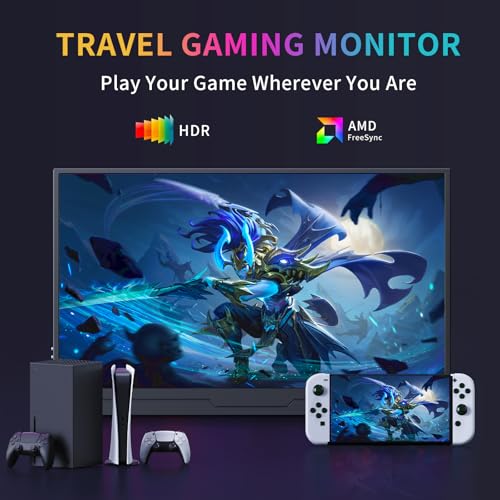 MAGICRAVEN Portable Monitor, USB-C & HDMI Laptop Screen Extender,Second Display for Console with Built-in Speakers, Works with PS5, Xbox, Switch, Ideal for Travel, Home & Office - 15.6"