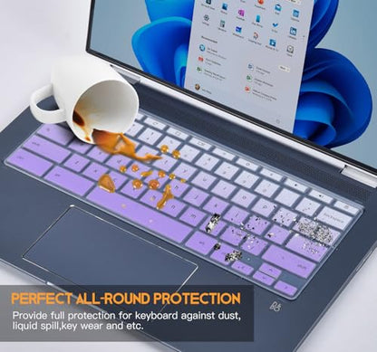 Keyboard Cover for HP 14" Chromebook 14a-na 14a-ca 14B-CA 14a-na0226nr 14a-ne0013dx 14a-na0031wm 14a-na0021nr na1043cl 14a-ca0030wm, HP Chromebook 14A G5 Keyboard Protector,Ombre Purple - color: Ombre Purple