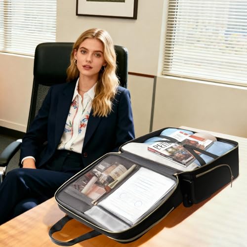 Arcoyard Rolling Laptop Bag, Large Rolling Briefcase for Women with Waterproof Pocket, 17.3 Inch Computer Bag Laptop Case with Wheels, Roller Work Bag for Office Travel Business Teacher, Beige Brown