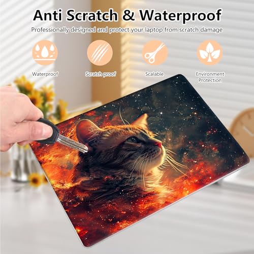 Laptop Skin Sticker Decal 15.6 Inch,12 13 13.3 14 15 15.6 in Laptop Netbook Skins for Notebook,Art Decal Removable Waterproof Scratch Resistant,Universal Vinyl Cover,Cute Fire Cat - color: Cute Fire Cat