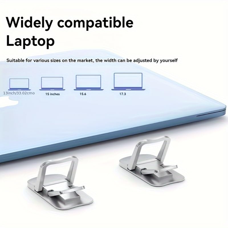 Adjustable Laptop Stand, Foldable & Portable Laptop Riser for Notebooks, Elevated Laptop Holder (2Pcs) (Silver) - color: silver