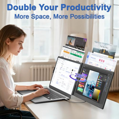 KEFEYA Laptop Screen Extender, 14" FHD 1080P IPS Dual Laptop Monitor Extender, Portable Monitor Plug & Play USB-C/HDMI/USB-A for 13"-17" Laptops, Work with Windows/MacBook/Switch/PS5 - size: Dual-14"