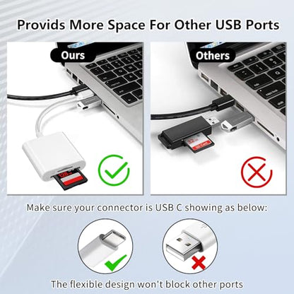 SD Card Reader for iPhone 15/16/17, Sd Card Reader USB C,Micro Sd Card Reader for ipad, USB C Sd Card Reader for ipad,Plug and Play No App Required,Adapter for Digital Camera to Phone