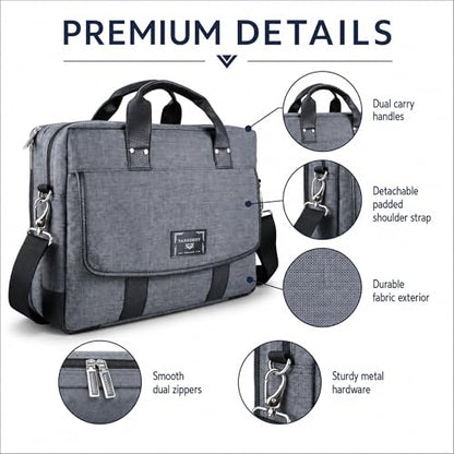 13" Daily Messenger Bag Compatible with MacBook Pro 13, Micro Brushed Twill Organizer with Tech Pockets Grey - size: 12.75 inches by 10.25 inches by 2 inches