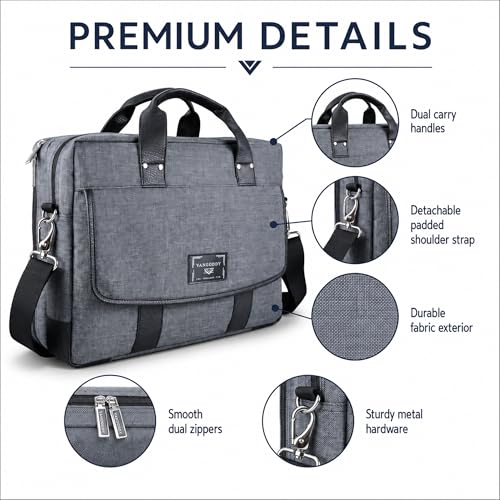 13" Daily Messenger Bag Compatible with MacBook Pro 13, Micro Brushed Twill Organizer with Tech Pockets Grey - size: 14.5 inches by 11 inches by 2 inches