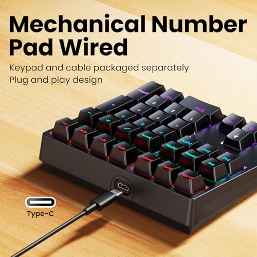 Mechanical Number Pad - Hot Swappable Numpad Wired USB Numeric Keypad with RGB LED Backlit 34 Key Numpad, Mechanical USB Wired Numeric Keypad for Laptop Desktop Computer PC(2-level Tilt, Blue Switch)