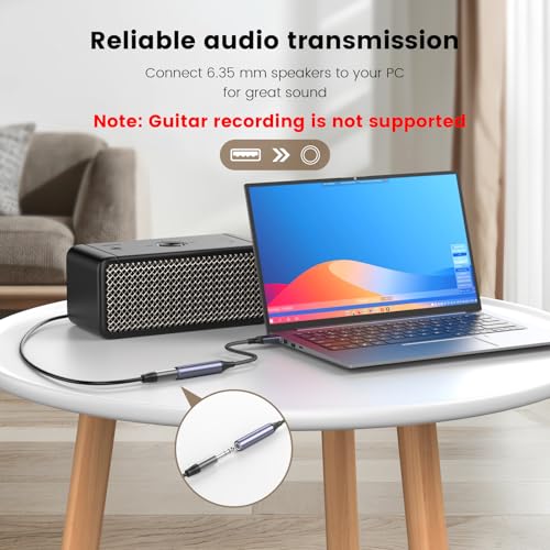MOSWAG USB to 1/4 Jack Audio Adapter with External Sound Card | USB to 6.35mm Female Headphone Aux Adapter, For Laptop, PC, Amplifier, Speaker, 6.35mm Headphone NOT for Recording and Mic
