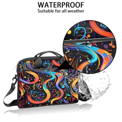 Laptop Shoulder Bag for Women Men, Waterproof Computer Case Messenger Bag Briefcase for Business Office Travel - color: Music Note Colorful