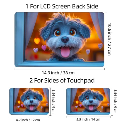 Universal Laptop Skin Sticker Decal, 12"-15.6" Aesthetic Vinyl Wrap, Cute Puppy Love Hearts Waterproof Notebook Cover Art Protector for MacBook HP Dell Lenovo, Fits 13" 14" 15" 15.6" - color: Cute Puppy Love Hearts