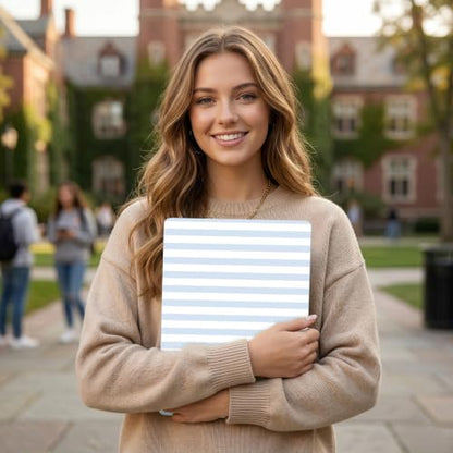 DONGKE Case for MacBook Air 13 Inch (2021-2018 Models A2337 M1/A2179/A1932), Blue & White Stripes Hard Shell Case with Keyboard Protector, Compatible with Retina Display and Touch ID - color: Blue & White Stripes