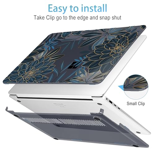 Mektron Case for 13.8" Microsoft Surface Laptop 8/7 (2026/2024) Surface Laptop 13.8 Inch Cover Fits Model 2036, Keyboard Cover +Screen Protector +Dust Plugs, Dahlia Flower C035 - color: Dahlia Flower C035