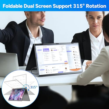 COOLHOOD 18.5 Inch Portable Monitor for Laptop, 1080P FHD 100Hz 125% sRGB USB-C HDMI Travel Monitor for Laptop Mac PC, Portable Screen with Smart Cover, VESA Compatible - size: 2*18.5 Inch