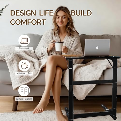 YIBOLIN'S Couch Table Tray - Foldable TV Dinner Tray Table with No Assembly, Large Surface Laptop Stand for Couch, C-Shaped Bed Tray, Sturdy Slide-Under Sofa Table (16" Extra Wide)