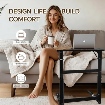 YIBOLIN'S Couch Table Tray - Foldable TV Dinner Tray Table with No Assembly, Large Surface Laptop Stand for Couch, C-Shaped Bed Tray, Sturdy Slide-Under Sofa Table (16" Extra Wide)
