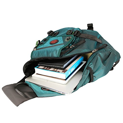 Large Sling Bag Laptop Backpack Cross Body Messenger Bag Shoulder Travel Rucksack (A-Dark Green) - color: A-dark Green