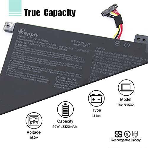 B41N1532 Laptop Battery Replacement for Asus Q504U Q504UA Q504UAK Q534UA Zenbook Flip UX560 UX560UA UX560UAK UX560UA-FZ015T Q504UA-BBI5T12 BHI5T13 BI5T26 Series 0B200-02010100 (15.2V 50Wh) - size: 10.55*2.87*0.43inch B41N1532
