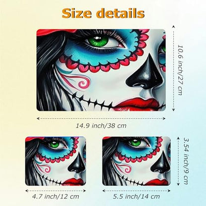 Universal Laptop Skin Sticker with 2 Wrist Pad Decals, 3-Piece Removable Vinyl Laptop Cover, Sugar Girl Skull Waterproof Anti-Scratch, Easy-Trim Fit for 13.3" 14" 15.6" Laptops - color: Sugar Girl Skull