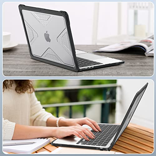 Fintie Case for MacBook Air 13.6 Inch A3449 A3240 A3113 A2681 (2022 2023 2024 2025 2026 Release) - Heavy Duty Rugged Hard Shell Case Cover for MacBook Air 13 Inch M2 M3 M4 M5 Chip, Clear - color: Clear