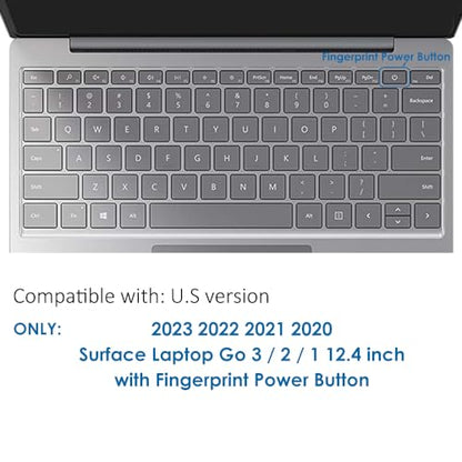 ProElife Keyboard Cover Skin for 2021 2020 Microsoft Surface Laptop Go 12.4" & 2022 Surface Laptop Go 2 12.4 inch with Fingerprint Power Button Ultra Thin TPU Keyboard Protector (Transparent)