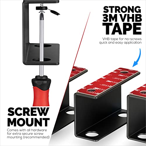 Under Desk Laptop Holder Mount For Desk, Adhesive & Screw In, Devices upto 1.5" Thick like Macbooks, Surface, Keyboard, Routers, Modems, Cable Box, Network Switch & More (Metal Black) By Brainwavz - color: Metal 1.5" Device Mount