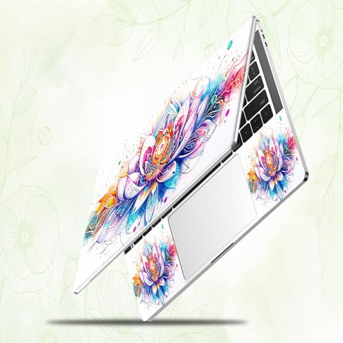 Laptop Skin Sticker Decal, Universal Reusable Vinyl Laptop Cover for 12" 13" 13.3" 14" 15" 15.4" 15.6" Notebook PC, Waterproof Scratch-Resistant with 2 Wrist Pads, Easy to Apply & Remove,Lotus Flower - color: Lotus Flower