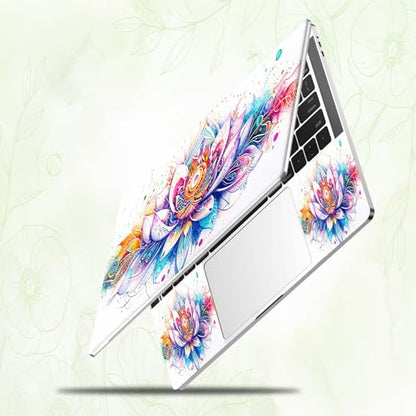 Laptop Skin Sticker Decal, Universal Reusable Vinyl Laptop Cover for 12" 13" 13.3" 14" 15" 15.4" 15.6" Notebook PC, Waterproof Scratch-Resistant with 2 Wrist Pads, Easy to Apply & Remove,Lotus Flower - color: Lotus Flower