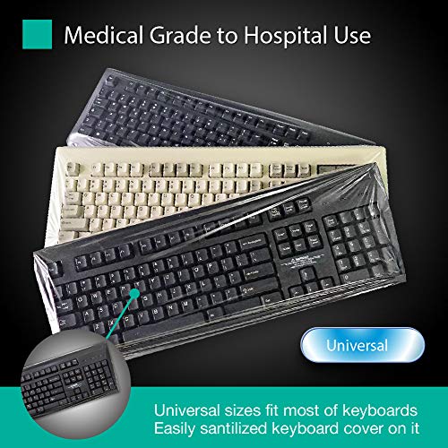Universal KeyboardCap. Fully Covered Flat Style 0.025mm Waterproof Anti-Dust Desktop Keyboard Cover with Numeric Hospital/Dentist Use (0.025mm [100 Pack]) - size: 0.025mm [100 Pack]