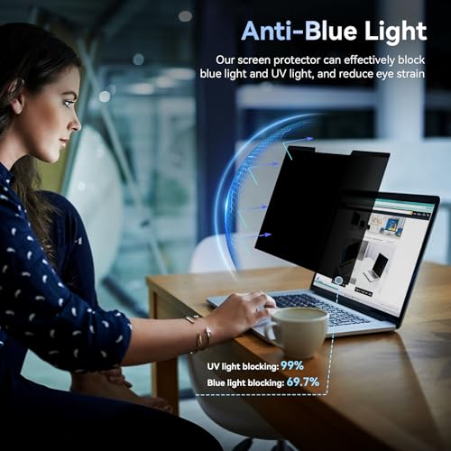 Mamol Magnetic Laptop Privacy Screen 16 inch,16:9 Aspect Removable Anti Glare Blue Light Privacy Filter, Black Shield Compatible with HP/Dell/Acer/Asus/Samsung/Lenovo/Thinkpad Envy - size: 16 Inch 16:9 Aspect