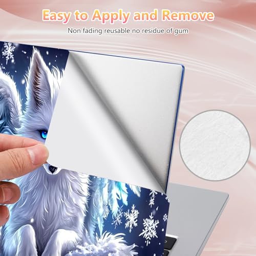Laptop Skin Sticker Decal 12" 13" 13.3" 14" 15" 15.6",Waterproof Scratch Resistant Vinyl,Reusable Easy to Apply,for MacBook HP Dell Notebooks Netbooks Laptop,2 Wrist Pads,Cute White Fox - color: Cute White Fox