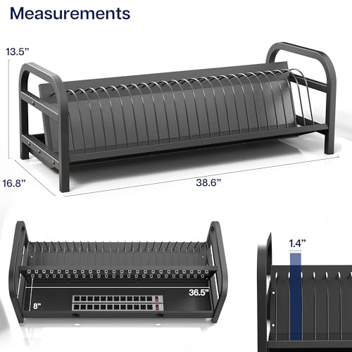 VIVO 24-Bay Laptop and Tablet Open Charging Station, Multi Device Charging Organizer, Chromebook Charging Station for Classroom, Devices up to 14 inches, Black, STAND-LAPC24 - size: 24-Bay