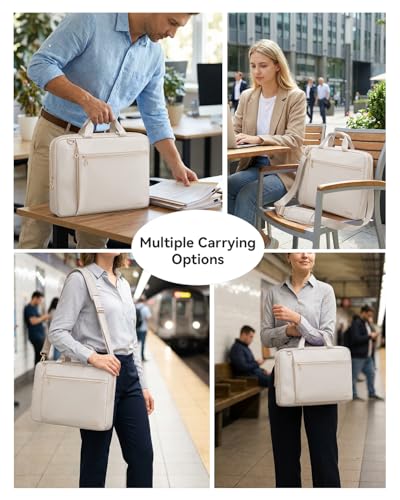 Laptop Bag Case for Women Men Messenger Briefcase Bag, 15.6 16 Inch | Compatible with MacBook Pro M5/HP OmniBook Omen Envy/Dell Pro Inspiron/Lenovo Yoga IdealPad, Carrying Computer Bag, Beige - color: Beige, size: 15.6 inch