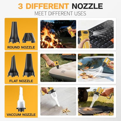 Compressed Air Duster,7-in-1 Electric Mini Dust Blower with LED Light, 2 Battery 8000mAh 300000RPM Rechargeable Air Duster for PC Keyboard Computer Car Vents Electronics Cleaner Home and Outdoor