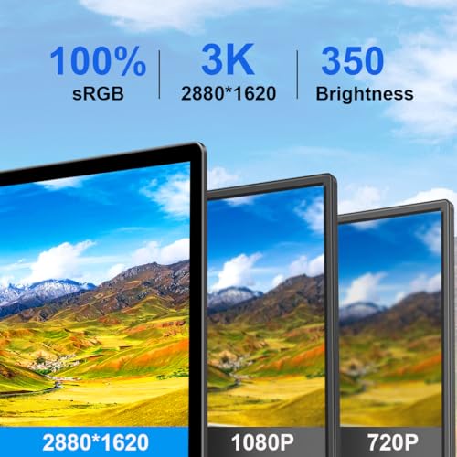 15.6 Inch 3K Touchscreen Portable Monitor, IPS 2880 * 1620,100% sRGB Mobile Monitor Eye Care Game Display Built USB-C/HDMI/Mini DP with Folding Kickstand for PC,Laptop,Game Console - size: 15.6"