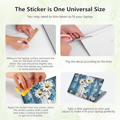 Laptop Skin Sticker Decal, Universal Reusable Vinyl Laptop Cover for 12" 13" 13.3" 14" 15" 15.4" 15.6" Notebook PC, Reusable Waterproof Scratch-Resistant with 2 Wrist Pads,Chrysanthemum Butterfly - color: Chrysanthemum Butterfly