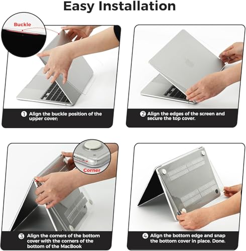 EooCoo Case for MacBook Air 15 inch M5 M4 M3 M2 2026-2023, Crystal Clear | Lightweight, Sturdy, Easy Snap-On, Against Scratches & Everyday Bumps, Model: A3448 A3241 A3114 A2941 - color: Crystal Clear