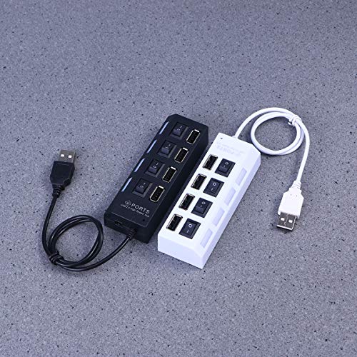 Vaguelly Portable USB Hub Ports with Individual LED Power Indicators and Switches High-Speed Mbps Data Transfer Expansion Hub for Laptop PC Desktop Compatible with Windows Operating System