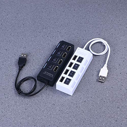 Vaguelly Portable USB Hub Ports with Individual LED Power Indicators and Switches High-Speed Mbps Data Transfer Expansion Hub for Laptop PC Desktop Compatible with Windows Operating System
