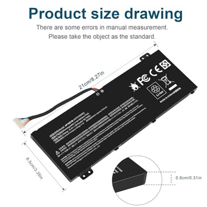 AP18E7M Battery for Acer Nitro 5 AN515-44 AN515-54 AN517-51 Nitro 7 AN715-51, Aspire 7 A715-74G, Predator Helios 300 PH315-52 PH317-53, Triton 300 PT315-51, AP18E8M 4ICP4/69/90 4ICP4/70/88 KT00407009 - size: 8.27*3.354*0.31inch