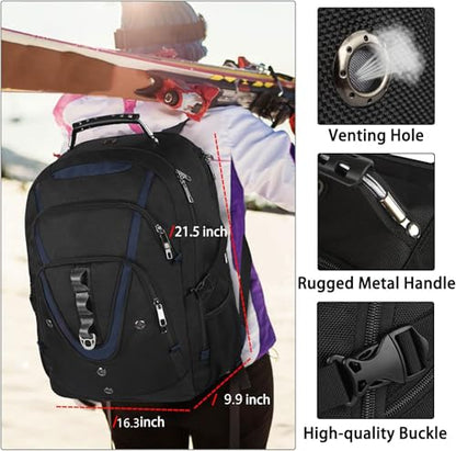 18.4 Laptop Backpack Men Women, Blue 55-60L Large Laptops Backpack | TSA Friendly Flight Approved and RFID Anti-theft Pocket, Water Resistant Suiltable for Traveling, Men Backpack Large Capacity - color: Black-blue, size: 18inch(21.5*16.3*9.9")