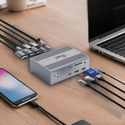 Rosewill 14-in-1 USB C Laptop Docking Station, 100W PD Charging, 4K@60Hz Display, Triple 4K Display HDMI,10Gbps Transfer & Ethernet, Mac, Android, Windows/Dell/HP/Lenovo/Asus/Acer/ (Include Charger) - style: USB C