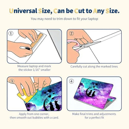 Universal Laptop Skin for 13-16 Inch Laptops,Vinyl Protective Sticker Decal,Easy DIY Trim-to-Fit for HP/Dell/MacBook,Bubble-Free & Removable,Galaxy Cute Cat - color: Galaxy Cute Cat