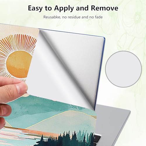 Laptop Skin Sticker Decal, Universal Reusable Vinyl Laptop Cover for 12" 13" 13.3" 14" 15" 15.4" 15.6" Notebook PC, Reusable Waterproof Scratch-Resistant with 2 Wrist Pads,Art Landscape Sun - color: Art Landscape Sun