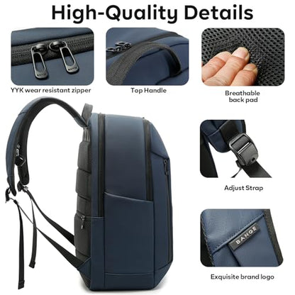 BANGE Business Smart Backpack for Men and Women，can holds 15.6 Inches Laptop Backpack, Waterproof Commute Work Travel Backpack, Flight Carry-On (blue) - color: Blue