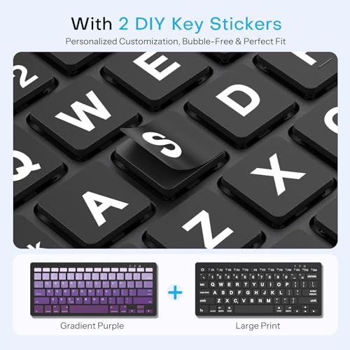 OMOTON Rechargeable Bluetooth Keyboard for iPad/iPhone with Stand Holder | Compact Wireless Keyboard for iPad Pro/Air/Mini/A16 11th/10th, Key Stickers, Easy to Carry for Study, Office and Travel