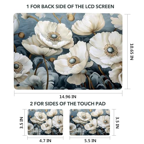 AIMSA Laptop Skin Sticker Decal, 13/13.3/14/15/15.4/15.6 inch Laptop Art Decal Universal Cover, Scratch Resistant Notebook Skin Protector, White Flowers - color: White Flowers