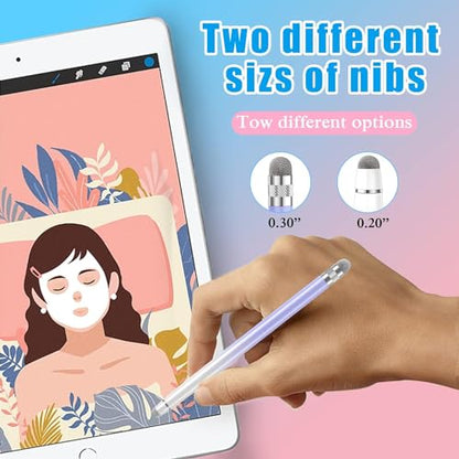 Bopomofo 2PCS Stylus Pen for Touchscreen,High Sensitivity & Precision | Metal Barrel,Fiber Tip,No Charging,Compatible with iPhone iPad Android Microsoft Surface Nintendo Switch Touch Screen - color: A-White Pink / White Purple