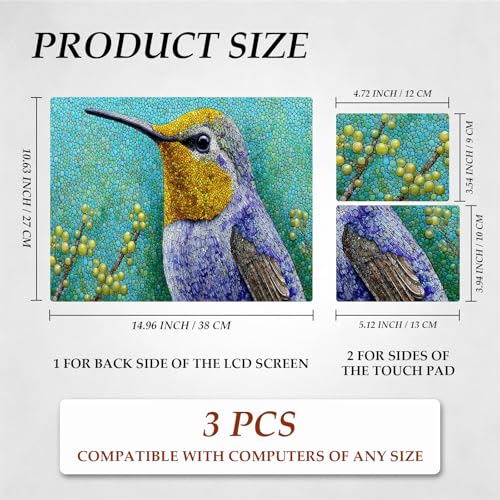 DEGDFSGR 12.1-15.6 Inch Universal Reusable Laptop Skin Sticker Decal, Waterproof Removable Protector for Notebook Cover, Scratch-Resistant Vinyl Cuttable Full Wrap Sticker,Green Stone Blue Hummingbird - color: Green Stone Blue Hummingbird
