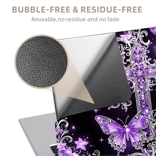 Universal Laptop Skin Sticker for 12/13/14/15.6 Inch Laptops, Reusable Vinyl Laptop Decal Cover, Waterproof Scratch Resistant Notebook Skin with 2 Wrist Pads,Purple Cross - color: Purple Cross