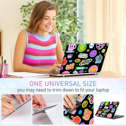 12.1-15.6 Inch Laptop Skin Decal, Universal Reusable Vinyl Laptop Cover Sticker, Waterproof Art Decal Protector with Funny Expressions - color: Funny Expressions